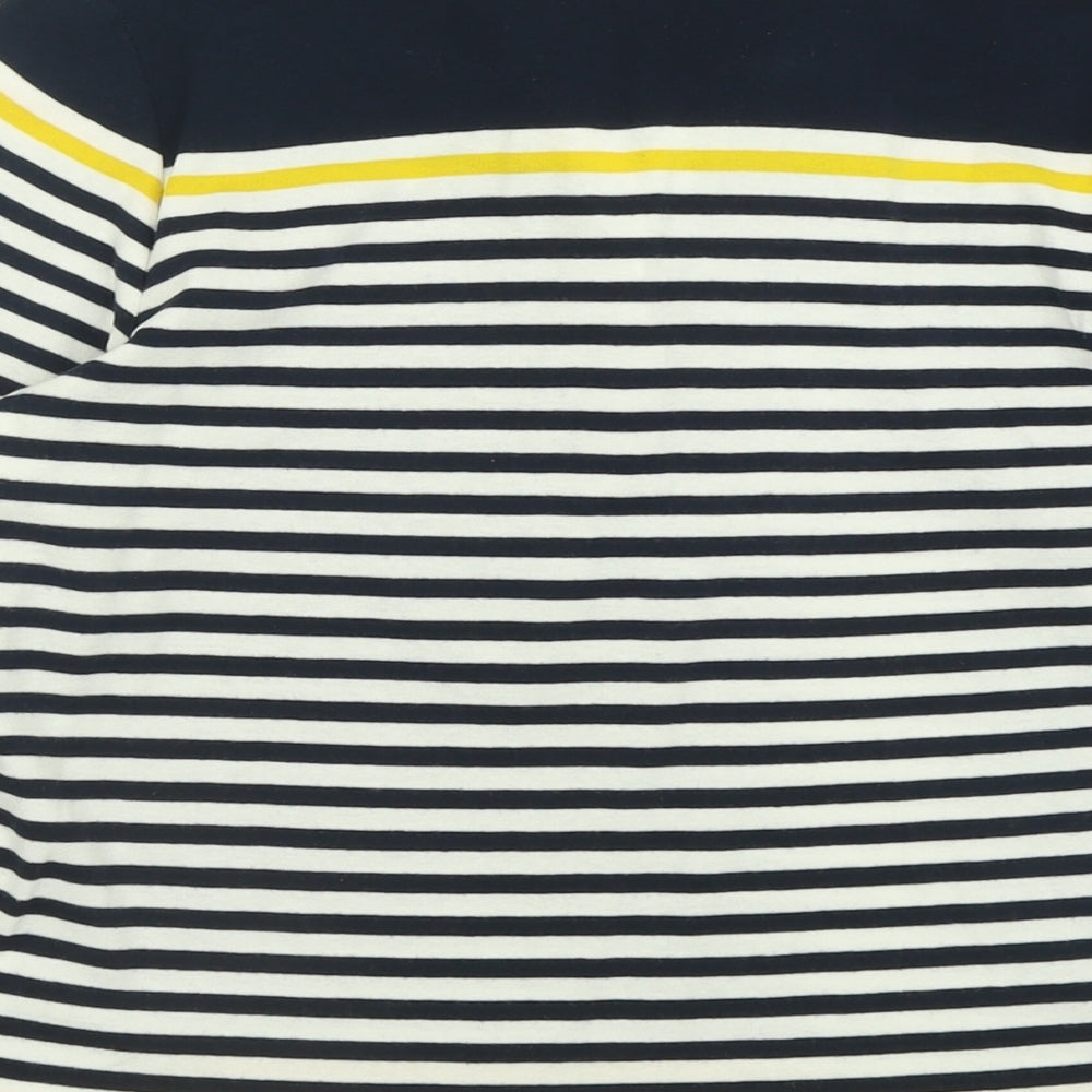 Maine Womens Blue Striped Cotton Basic Polo Size 12 Collared