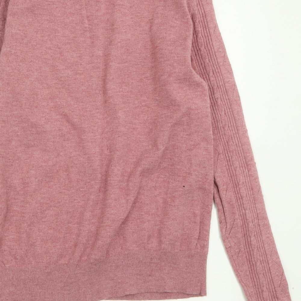 TU Womens Pink Crew Neck  Acrylic Pullover Jumper Size 12