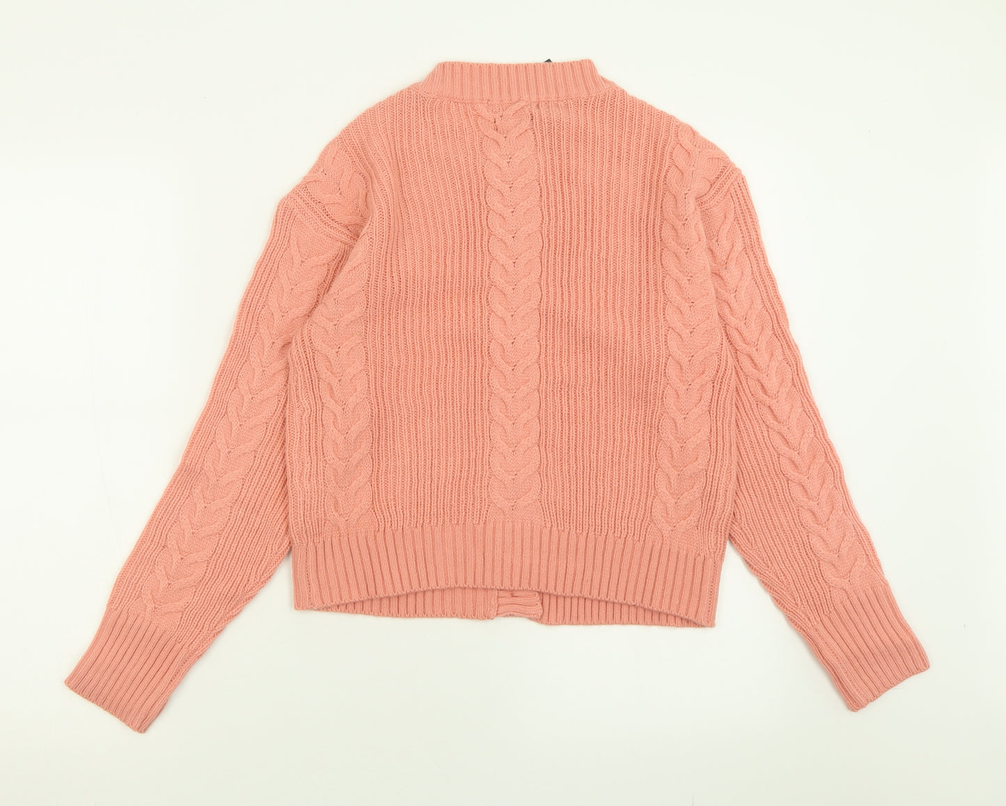 Wednesday Girl Womens Pink Crew Neck  Acrylic Cardigan Jumper Size XS