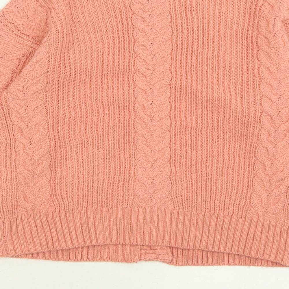 Wednesday Girl Womens Pink Crew Neck  Acrylic Cardigan Jumper Size XS
