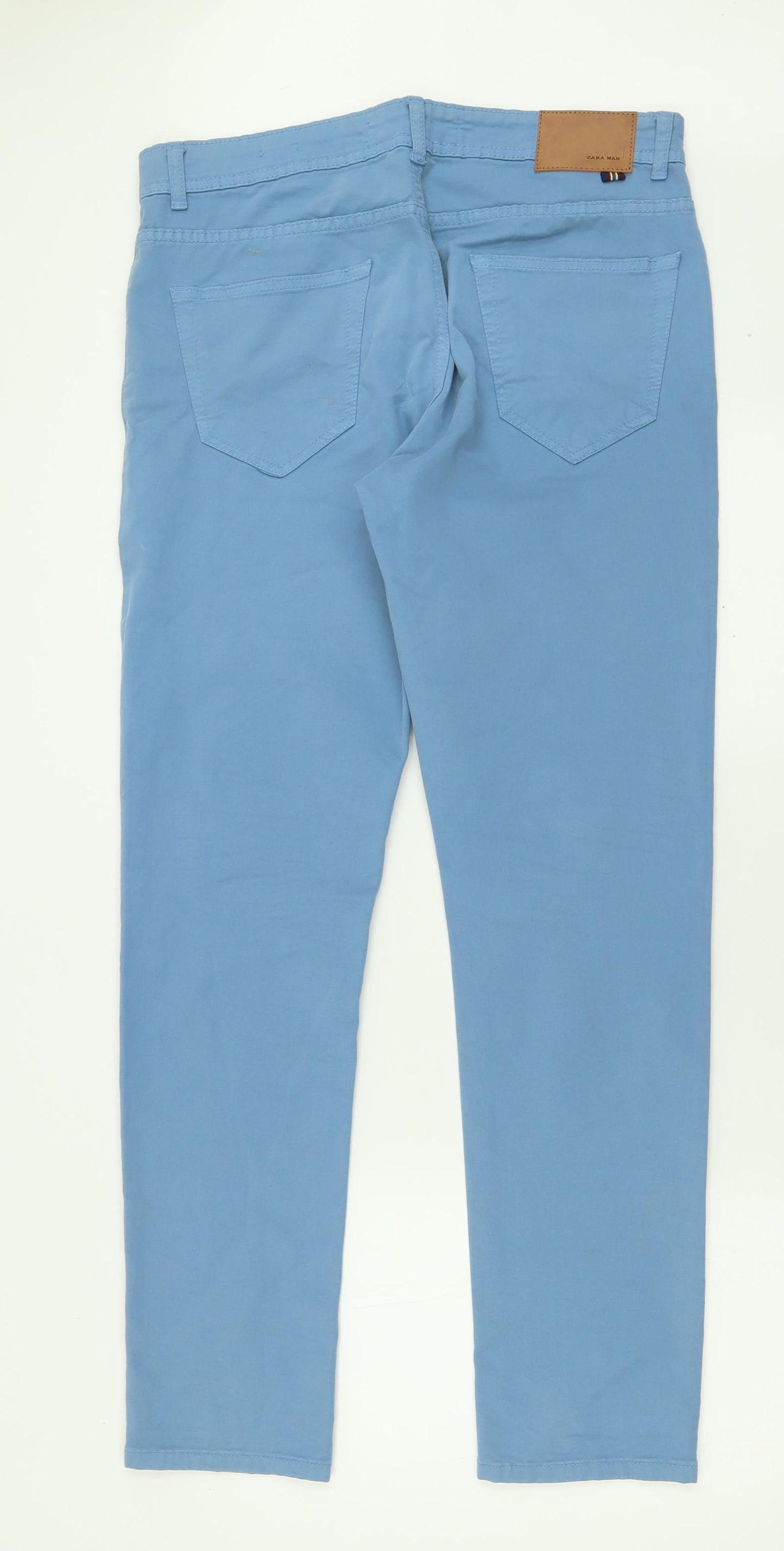 Zara Mens Blue  Cotton Straight Jeans Size 34 L32 in Regular Button