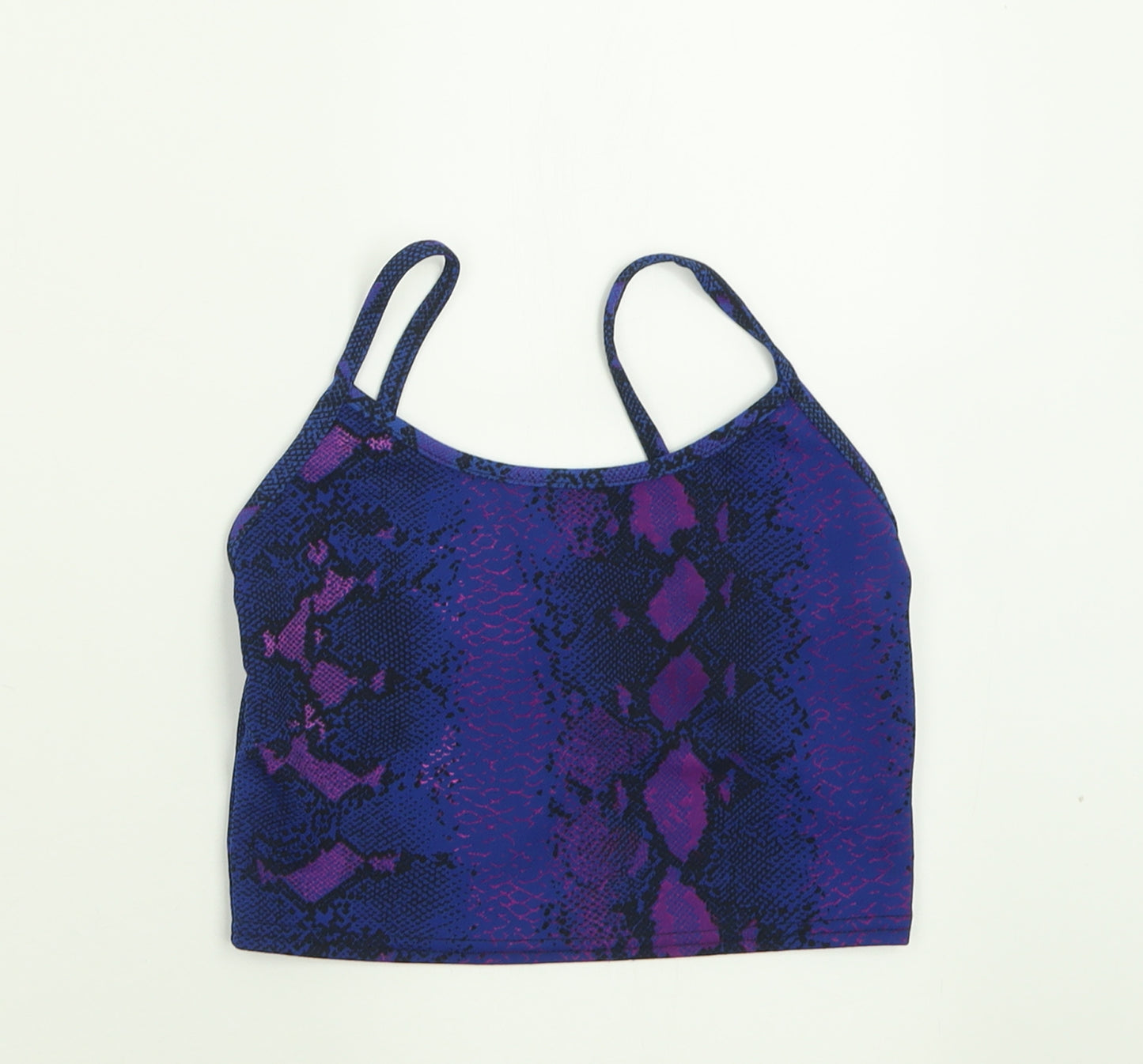 Missguided Womens Purple Animal Print Polyester Cropped Tank Size 6 Scoop Neck