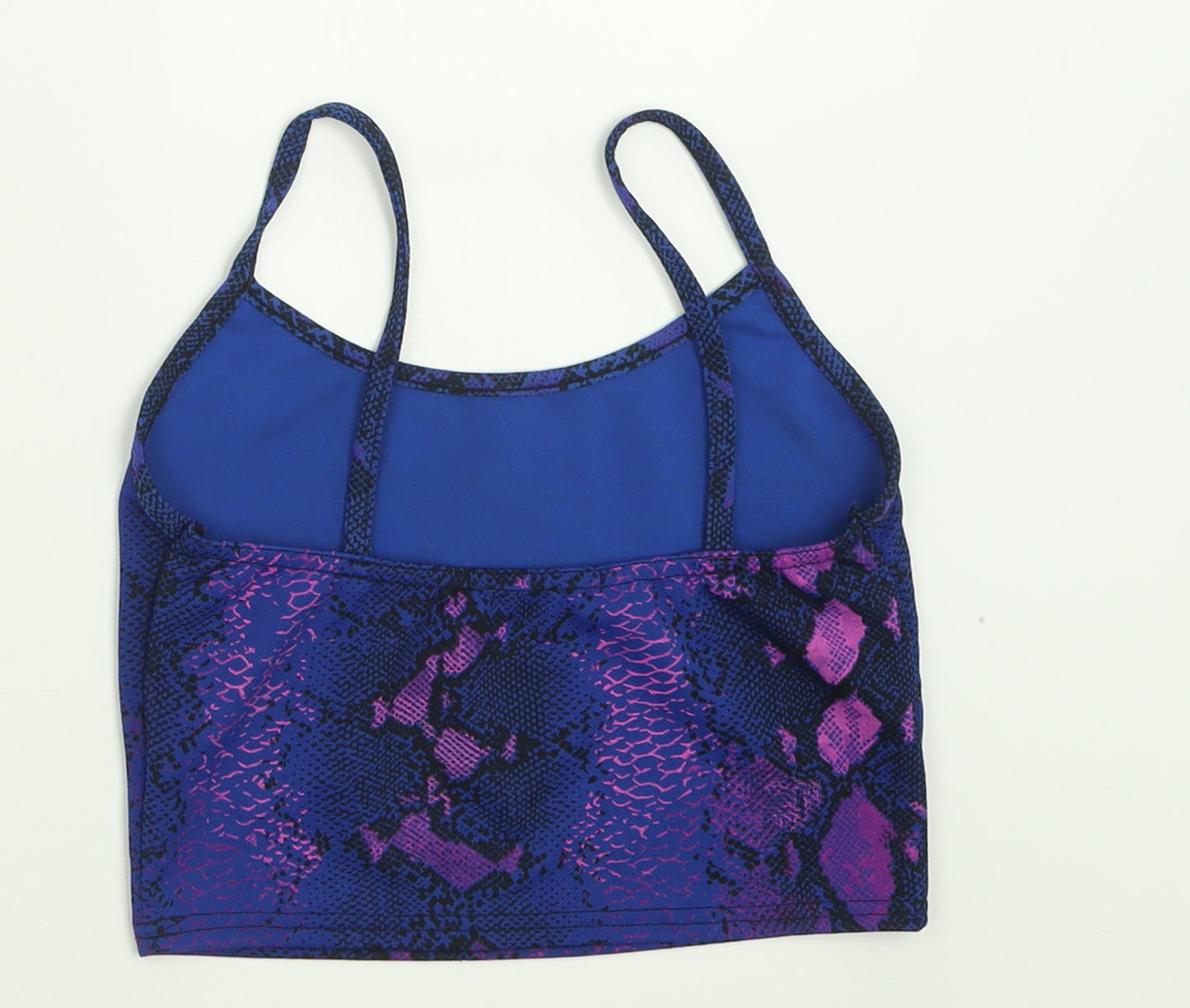 Missguided Womens Purple Animal Print Polyester Cropped Tank Size 6 Scoop Neck