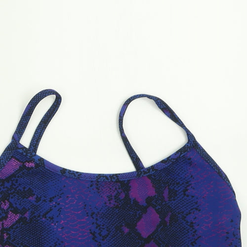 Missguided Womens Purple Animal Print Polyester Cropped Tank Size 6 Scoop Neck