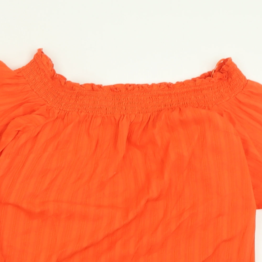 F&F Womens Orange  Cotton Basic T-Shirt Size 10 V-Neck