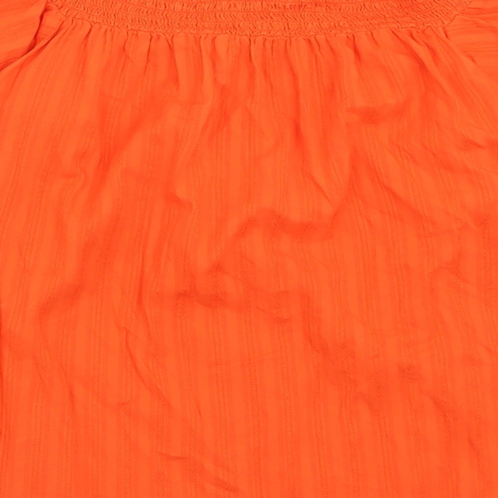 F&F Womens Orange  Cotton Basic T-Shirt Size 10 V-Neck