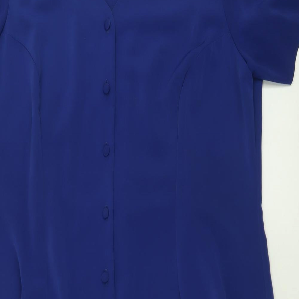 Compliments Womens Blue  Polyester A-Line  Size 26  V-Neck Button