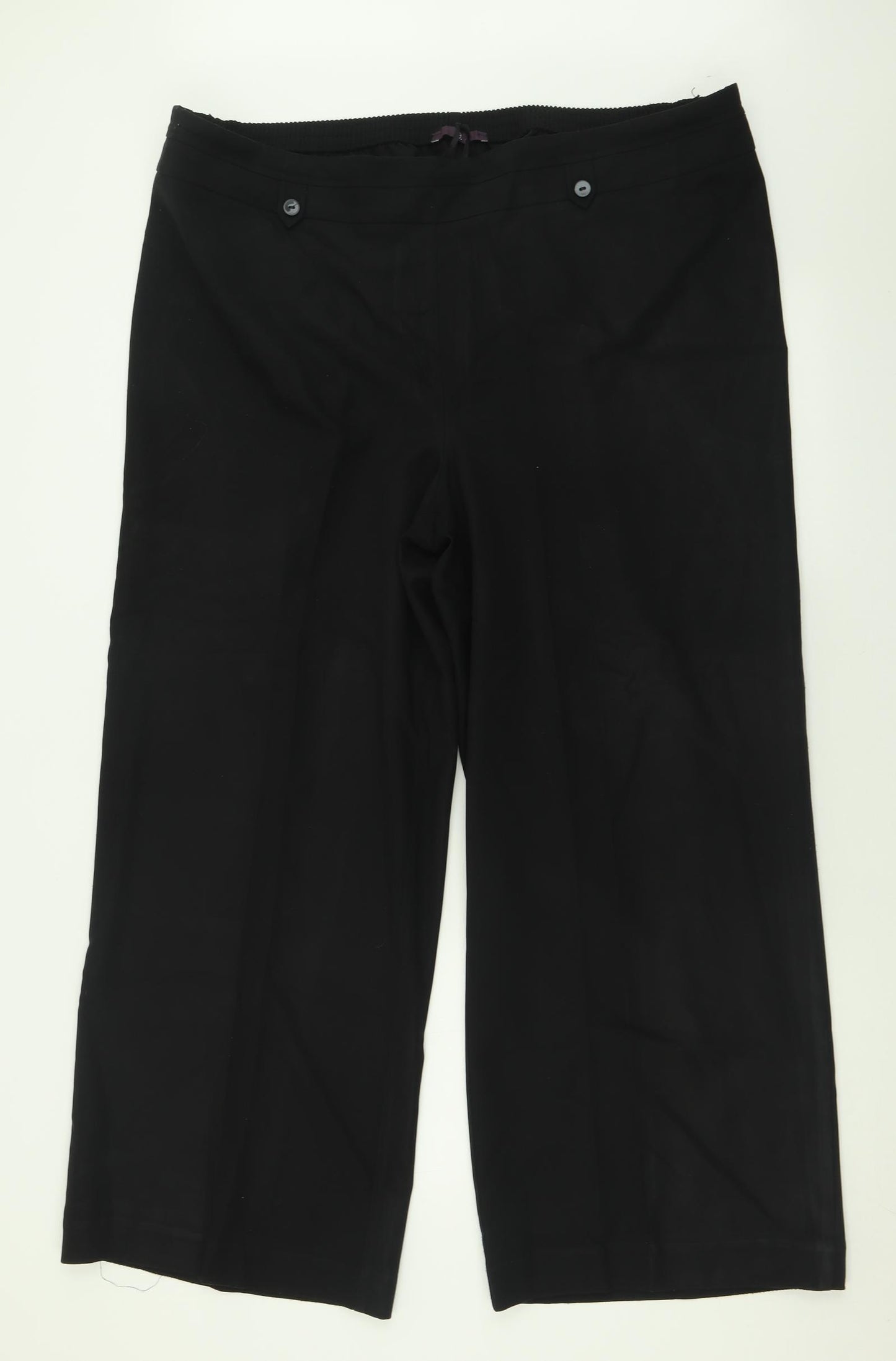 Evans Womens Black  Polyester Trousers  Size 24 L29 in Regular