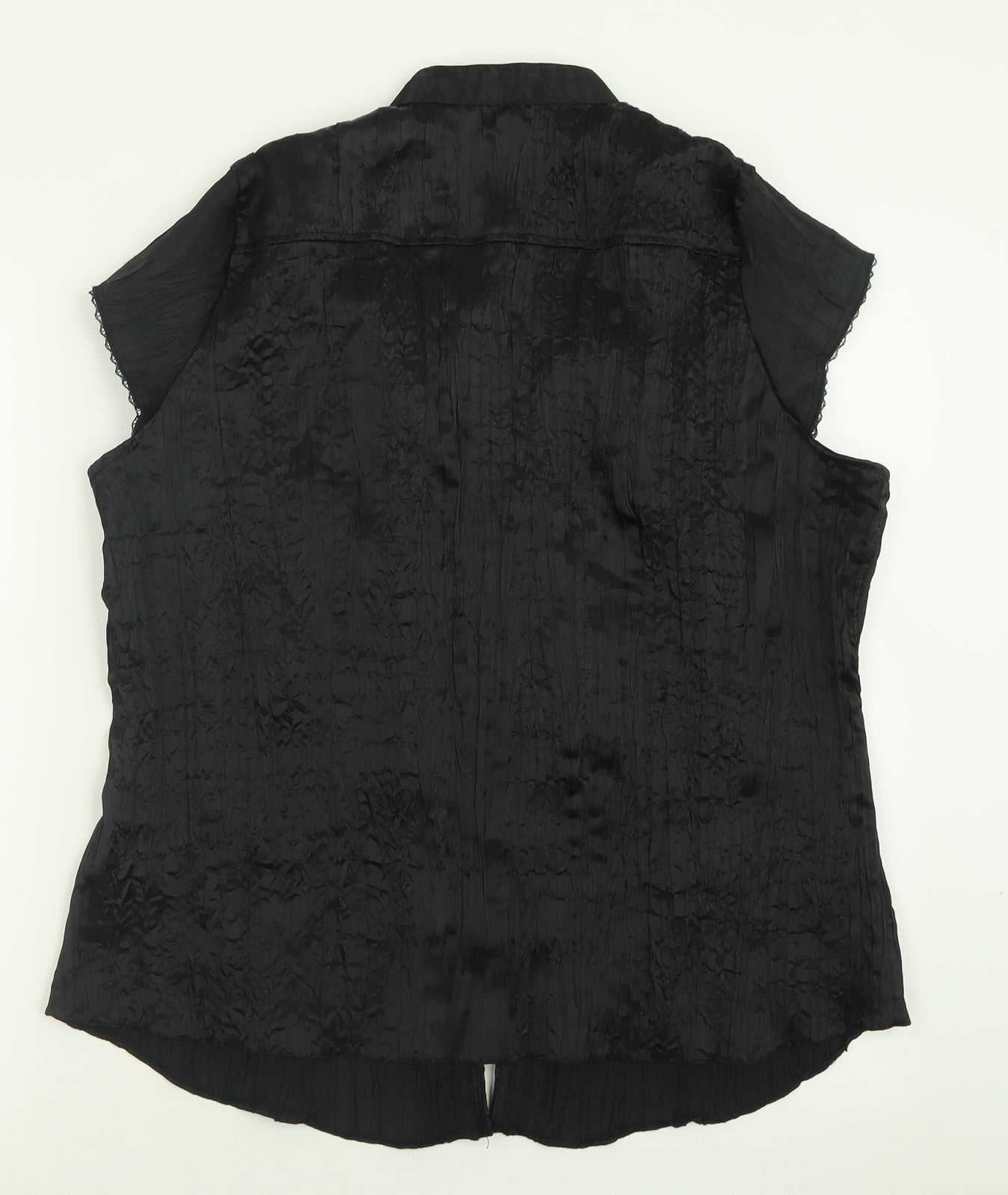 Marks and Spencer Womens Black  Polyester Basic Button-Up Size 22 V-Neck