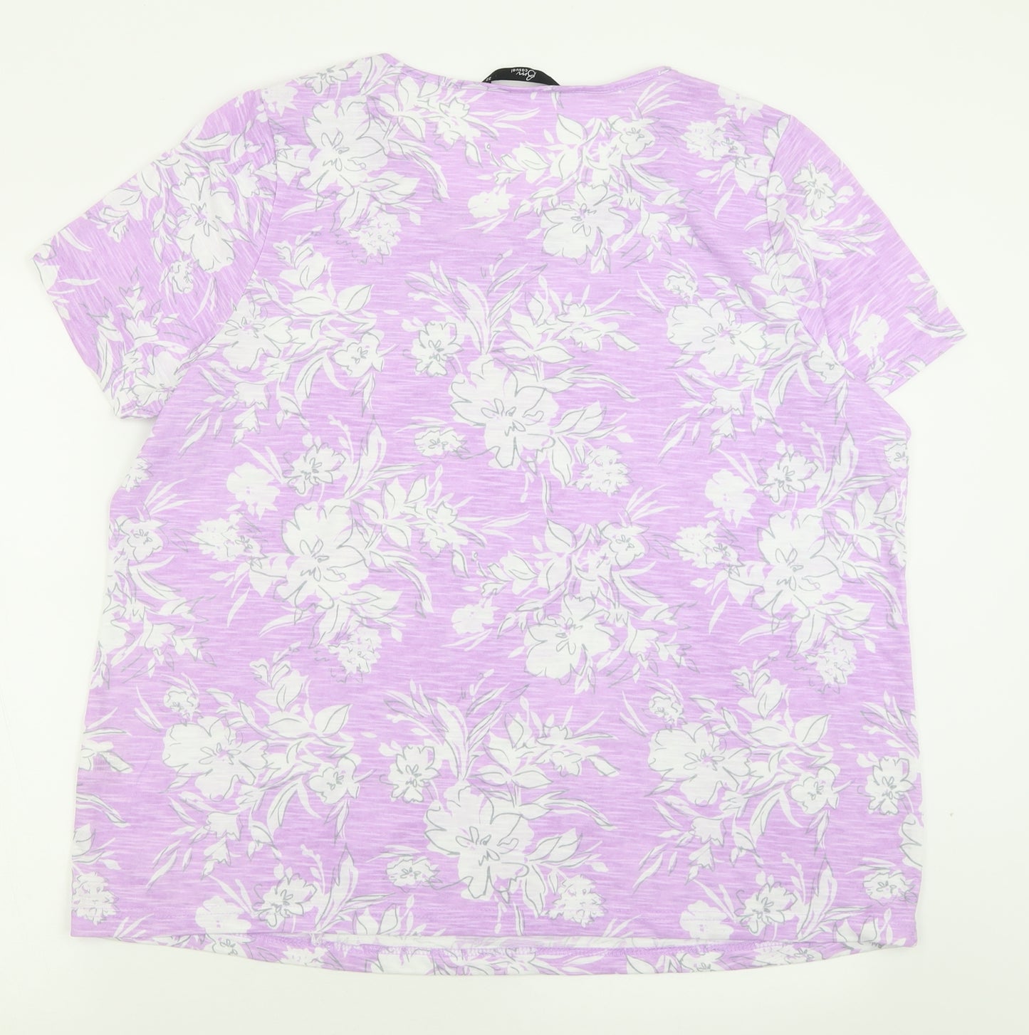 BM casual Womens Purple Floral Polyester Basic T-Shirt Size 22 Crew Neck