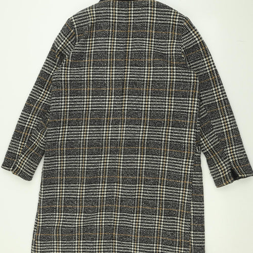 George Womens Black Plaid  Overcoat Coat Size 14  Button