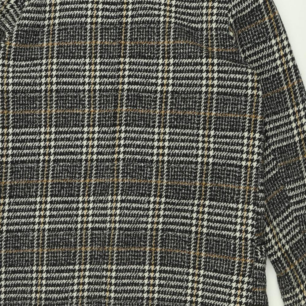 George Womens Black Plaid  Overcoat Coat Size 14  Button