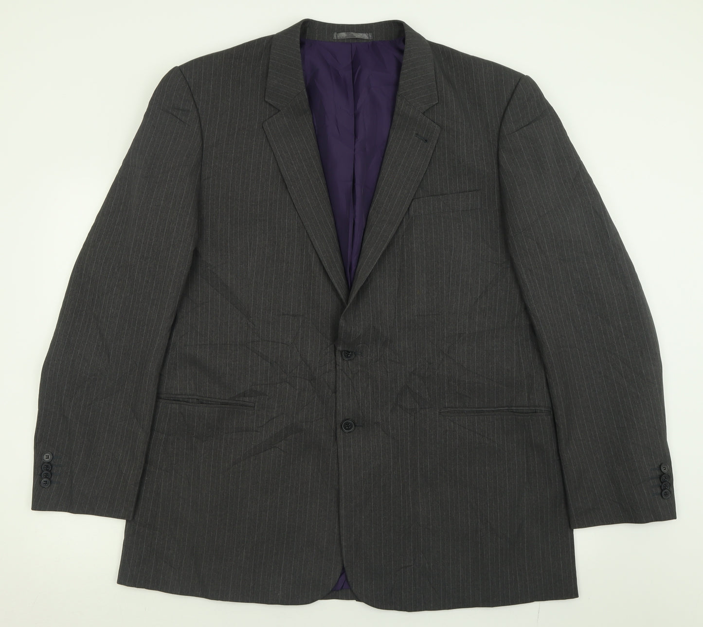 Taylor & Wright Mens Grey Striped Polyester Jacket Suit Jacket Size 48