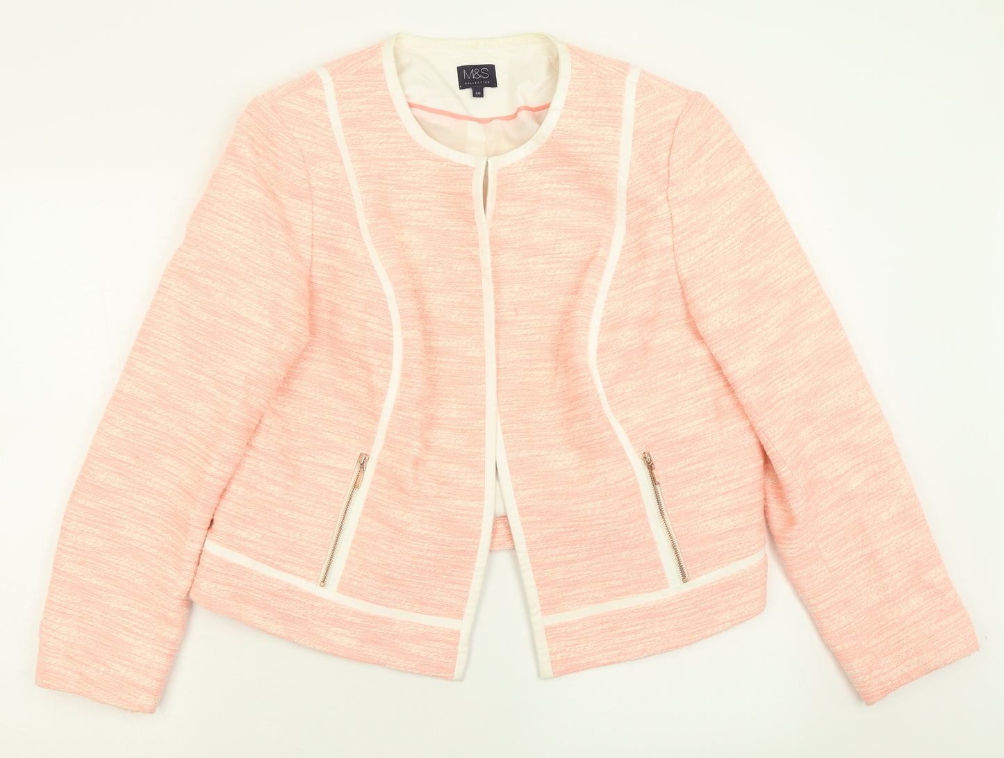 Marks and Spencer Womens Pink   Jacket Blazer Size 20  Hook & Eye