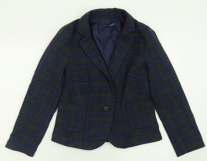 Atmosphere Womens Black Plaid Jacket Size 12 Button