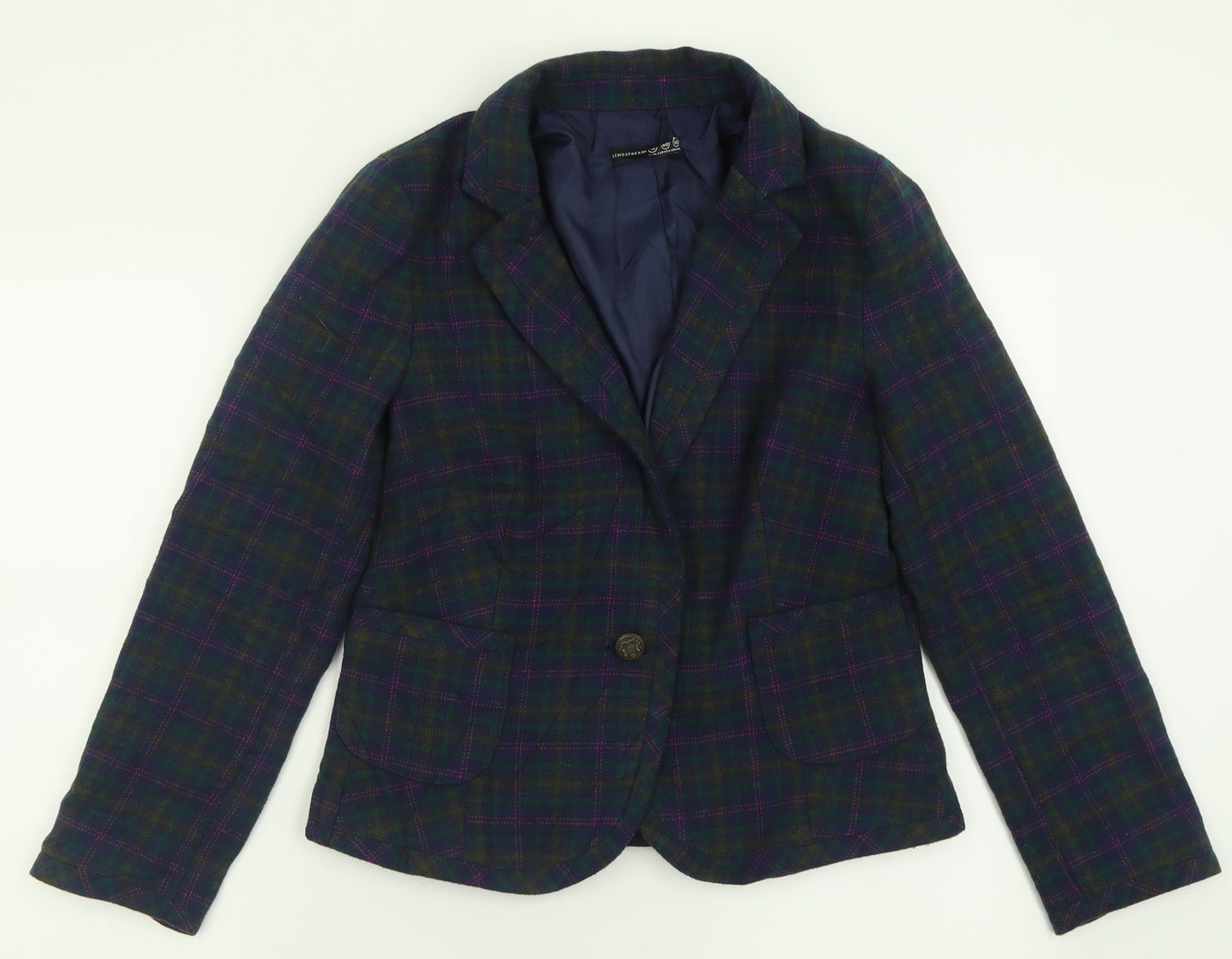 Atmosphere Womens Black Plaid  Jacket  Size 12  Button