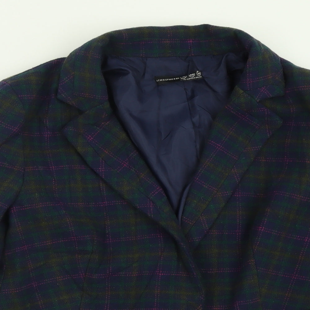 Atmosphere Womens Black Plaid  Jacket  Size 12  Button