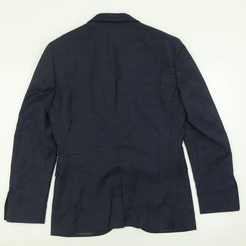 NEXT Mens Black Plaid Polyester Jacket Suit Jacket Size 36
