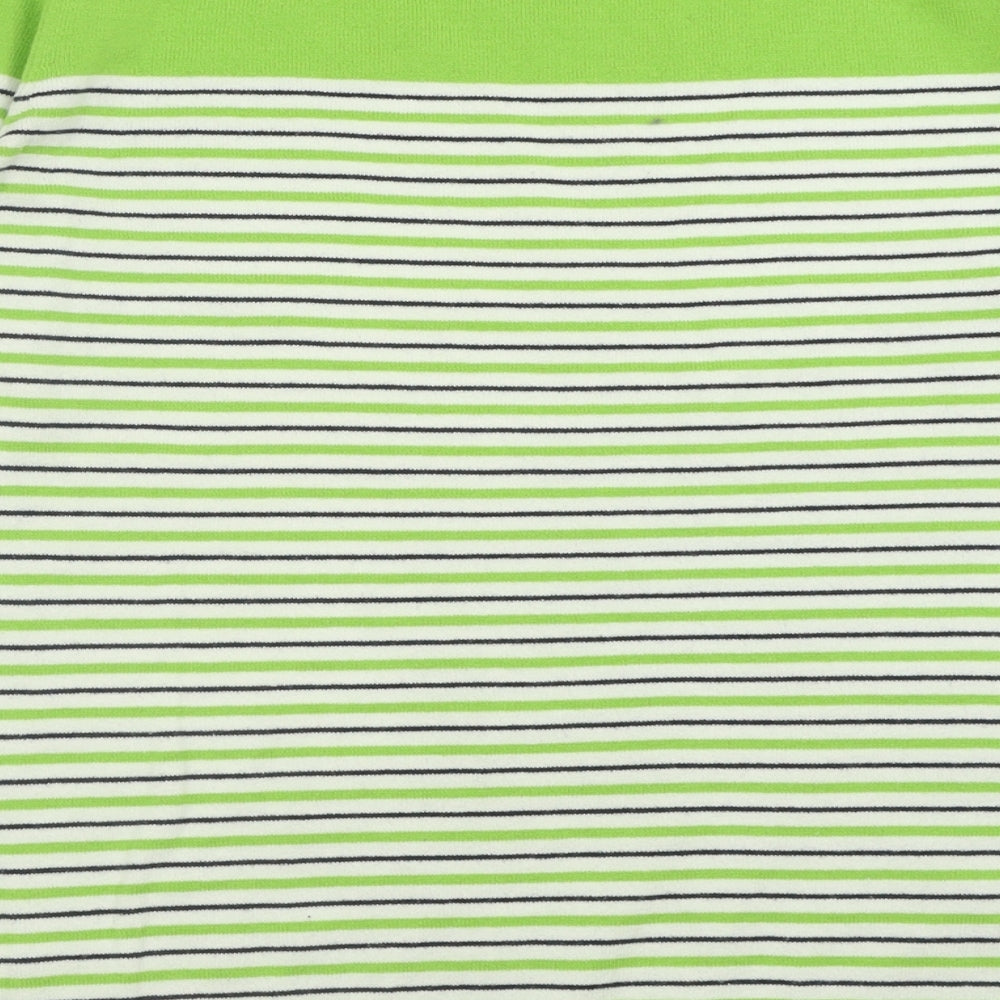 KEW Womens Green Crew Neck Striped Cotton Pullover Jumper Size 16