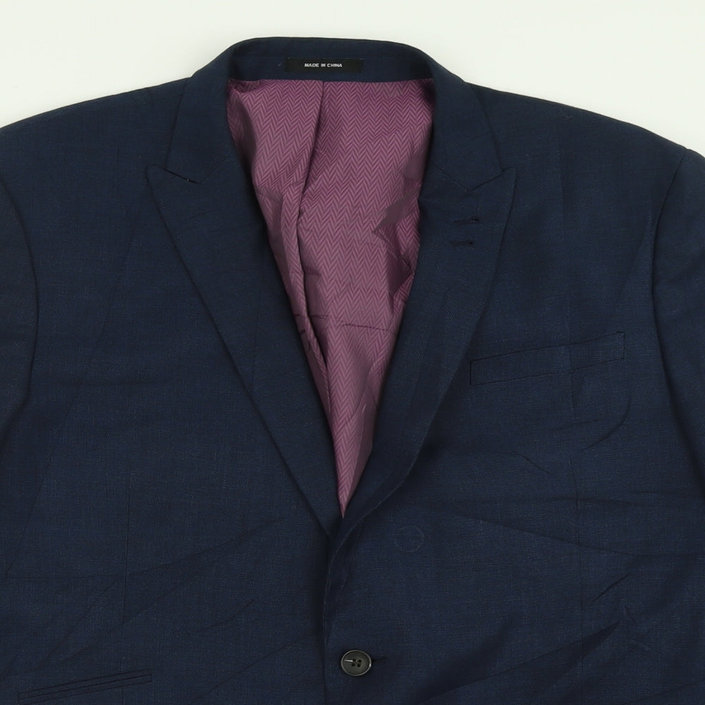 Cedar Wood State Mens Blue  Polyester Jacket Suit Jacket Size 46