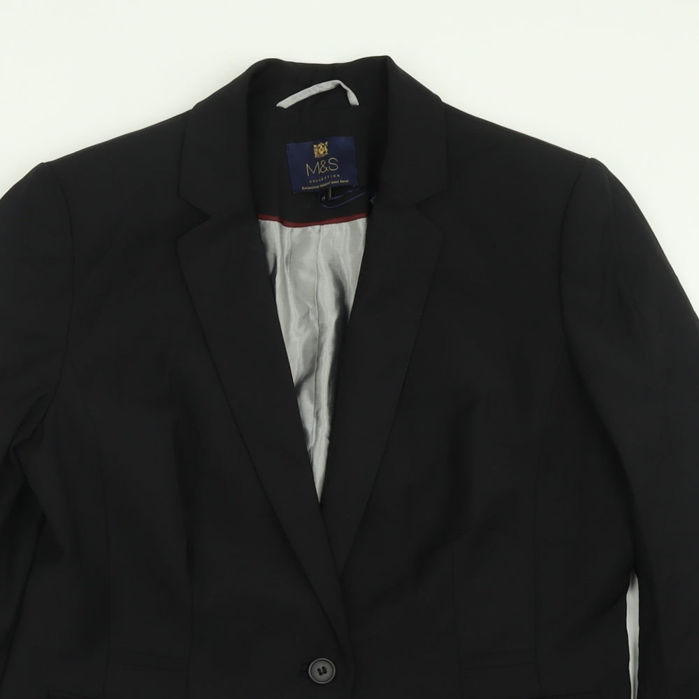 Marks and Spencer Womens Black  Wool Jacket Suit Jacket Size 14