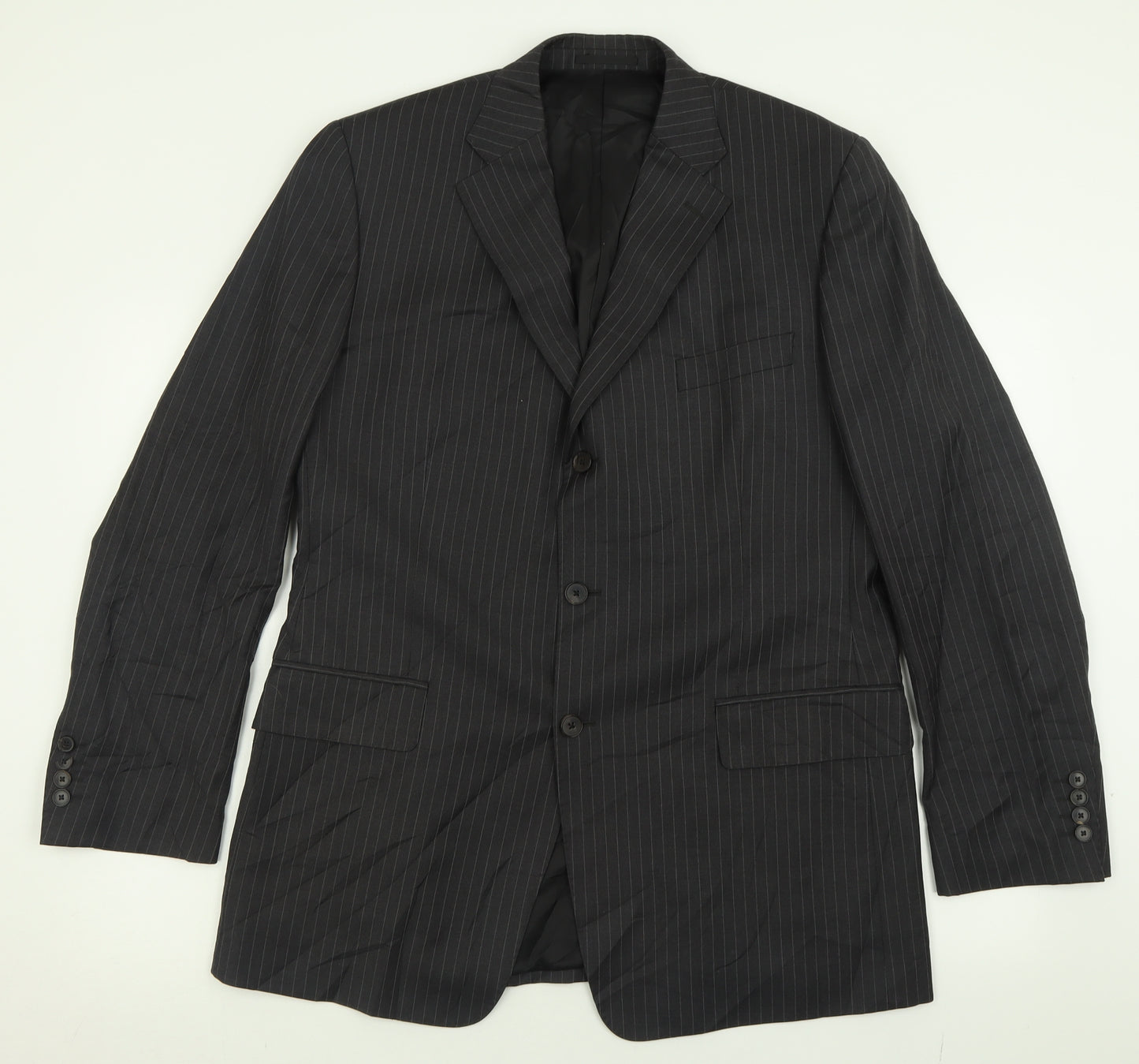 jaegar Mens Grey Striped Wool Jacket Suit Jacket Size 42