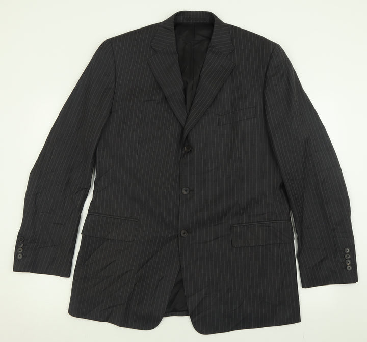 jaegar Mens Grey Striped Wool Jacket Suit Jacket Size 42