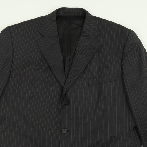 jaegar Mens Grey Striped Wool Jacket Suit Jacket Size 42