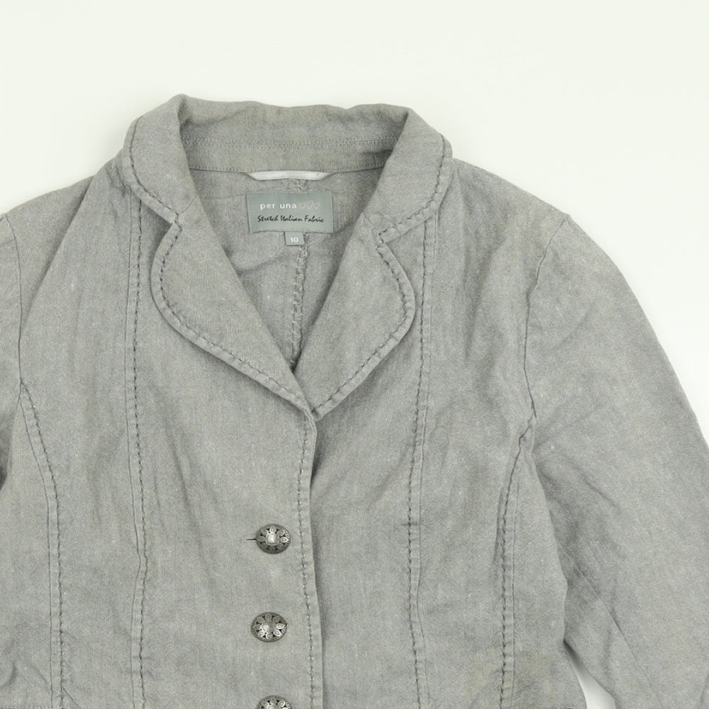 Per Una Womens Grey   Jacket  Size 10  Button