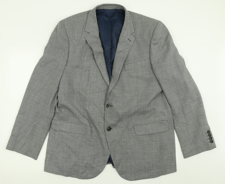 Marks and Spencer Mens Grey Plaid Polyester Jacket Suit Jacket Size 44