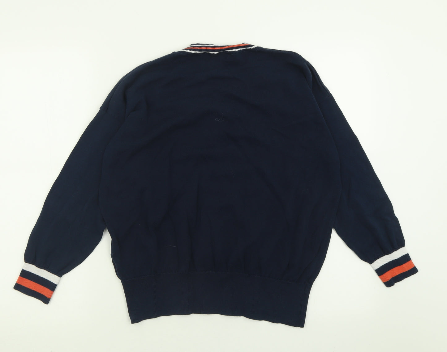 Marks and Spencer Womens Blue V-Neck  Cotton Pullover Jumper Size L