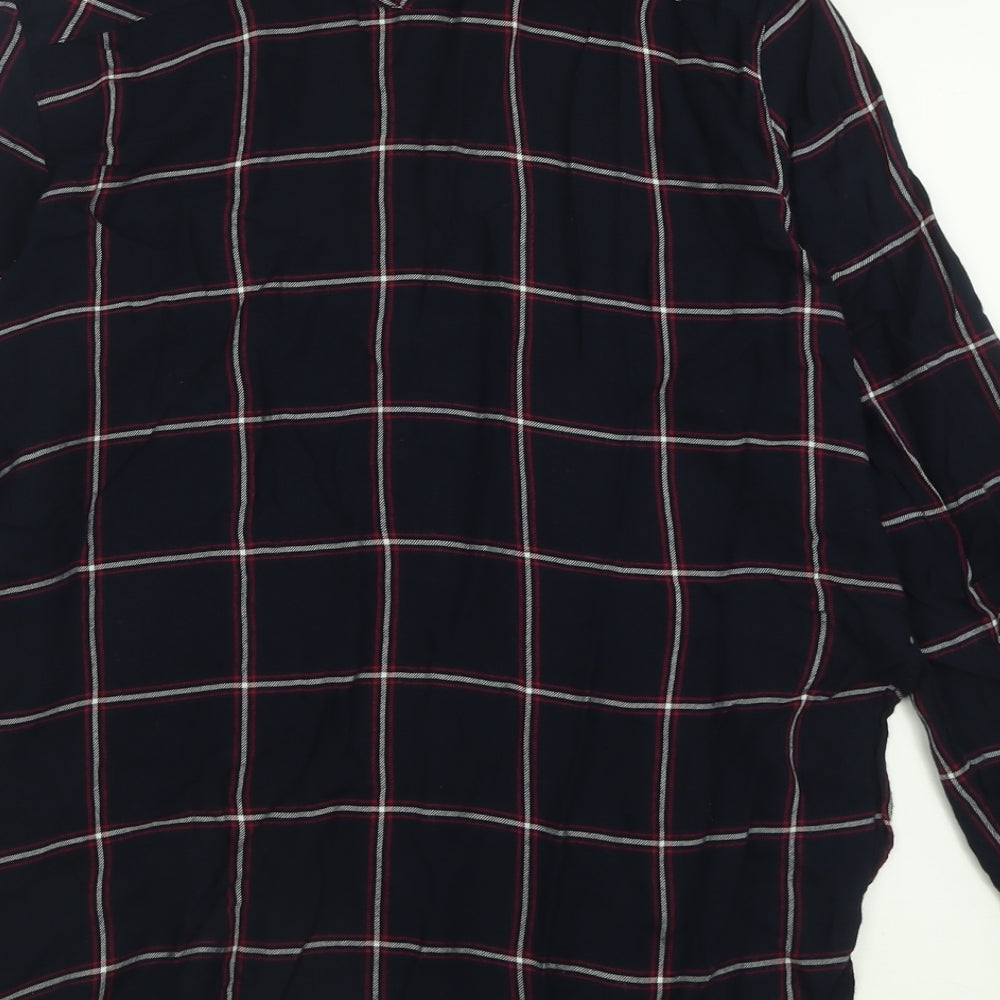 geprge Womens Black Check Viscose Basic Button-Up Size 14 Collared