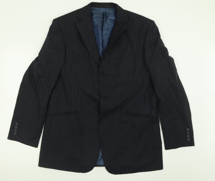 Marks and Spencer Mens Black Striped Wool Jacket Suit Jacket Size 42