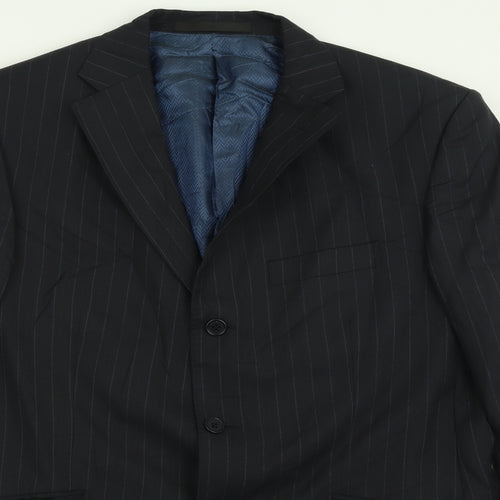 Marks and Spencer Mens Black Striped Wool Jacket Suit Jacket Size 42