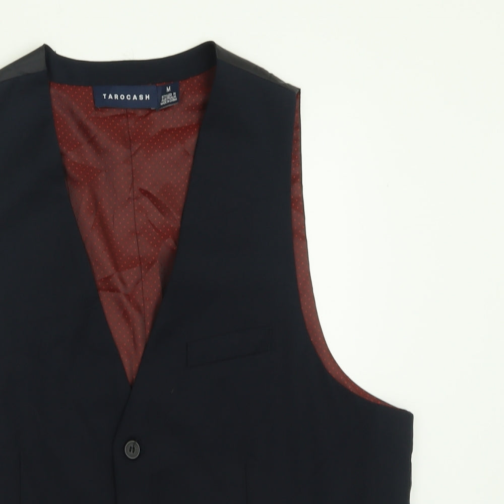 Tarocash Mens Blue  Polyester Jacket Suit Waistcoat Size M