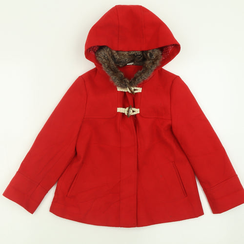 TU Girls Red   Overcoat Coat Size 4-5 Years  Button