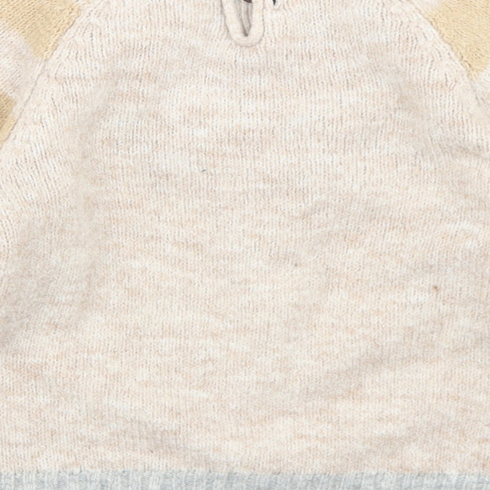 Matalan Boys Beige Striped Polyester Pullover Jumper Size 18-24 Months  Button - Fox