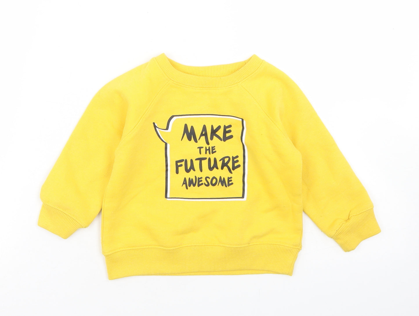 Minoti Boys Yellow  Cotton Pullover Casual Size 12-18 Months Crew Neck  - Make The Future Awesome