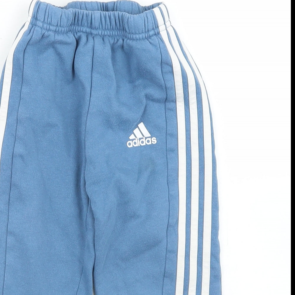 adidas Boys Blue  Cotton Jogger Trousers Size 18-24 Months