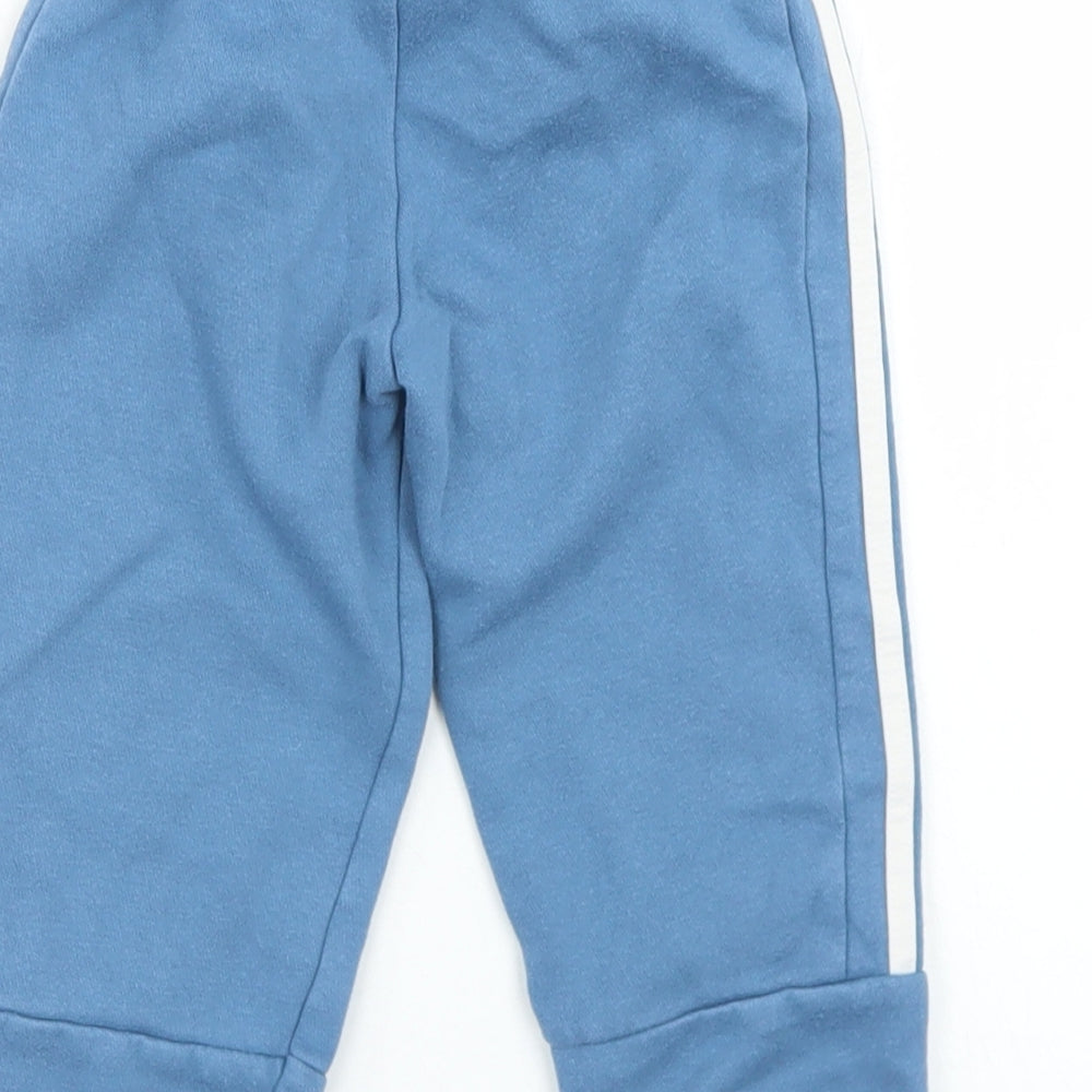 adidas Boys Blue  Cotton Jogger Trousers Size 18-24 Months