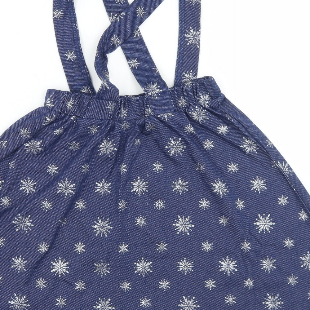 Character.Com Girls Blue Geometric Cotton Skater Skirt Size 6 Years  Regular  - Icicle Print