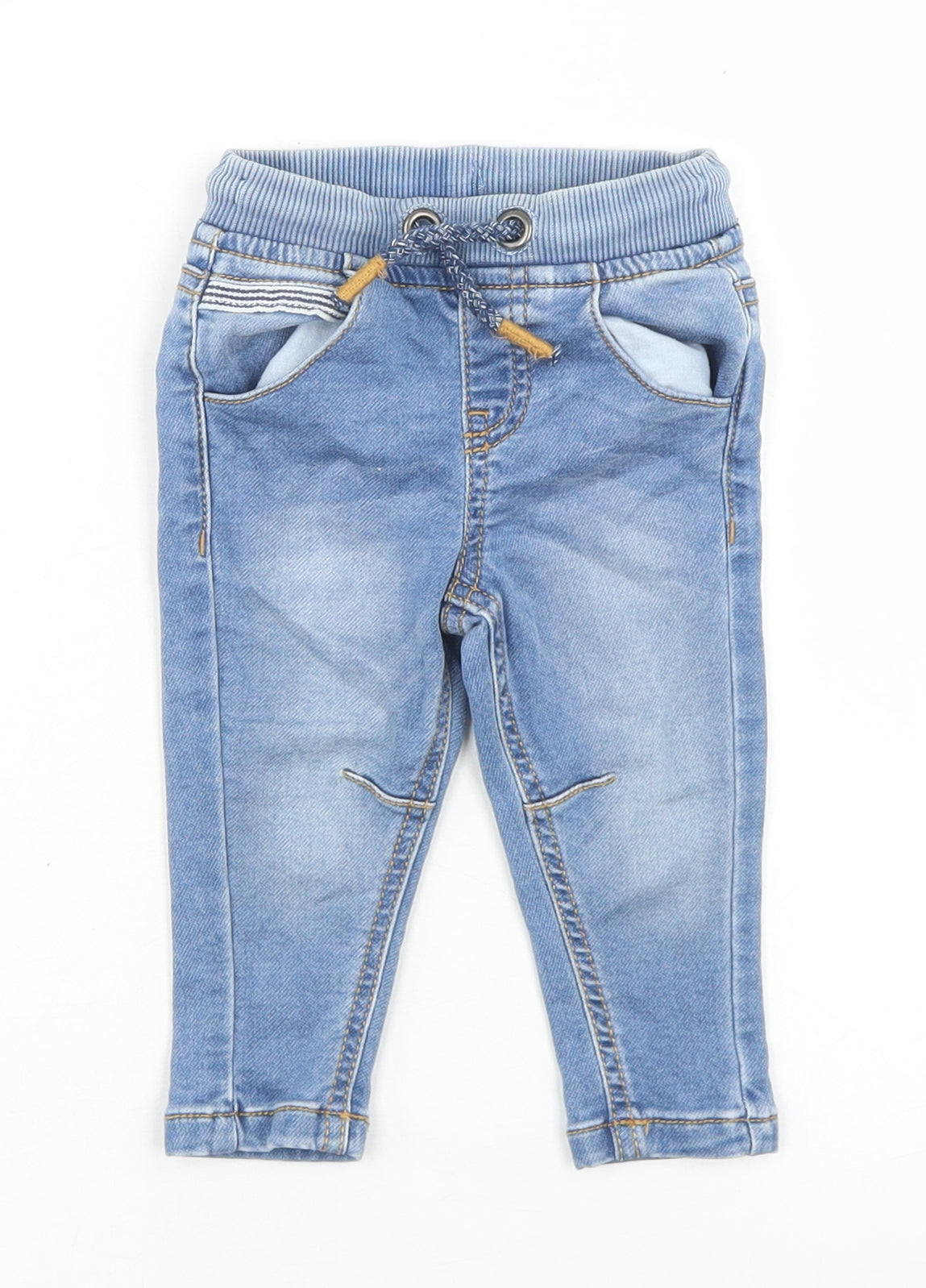 F&F Boys Blue  Cotton Capri Jeans Size 0-3 Months  Drawstring