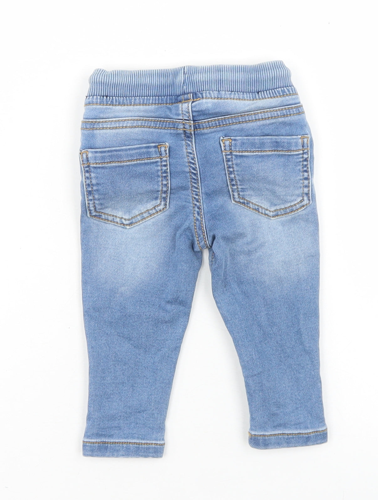 F&F Boys Blue  Cotton Capri Jeans Size 0-3 Months  Drawstring