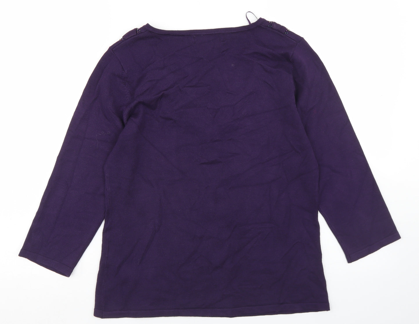 Just Elegance Womens Purple Scoop Neck  Viscose Pullover Jumper Size L