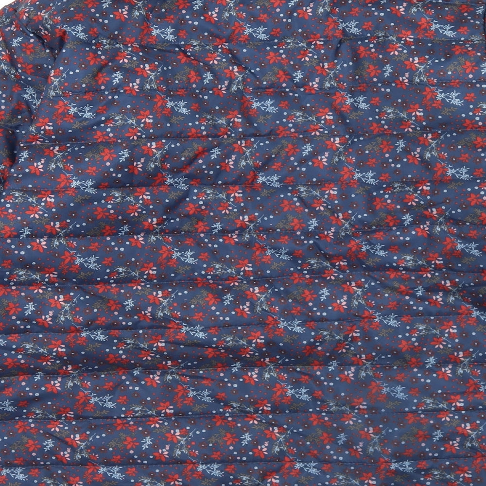 Anna De Lancay Womens Blue Floral  Puffer Jacket Jacket Size M  Zip