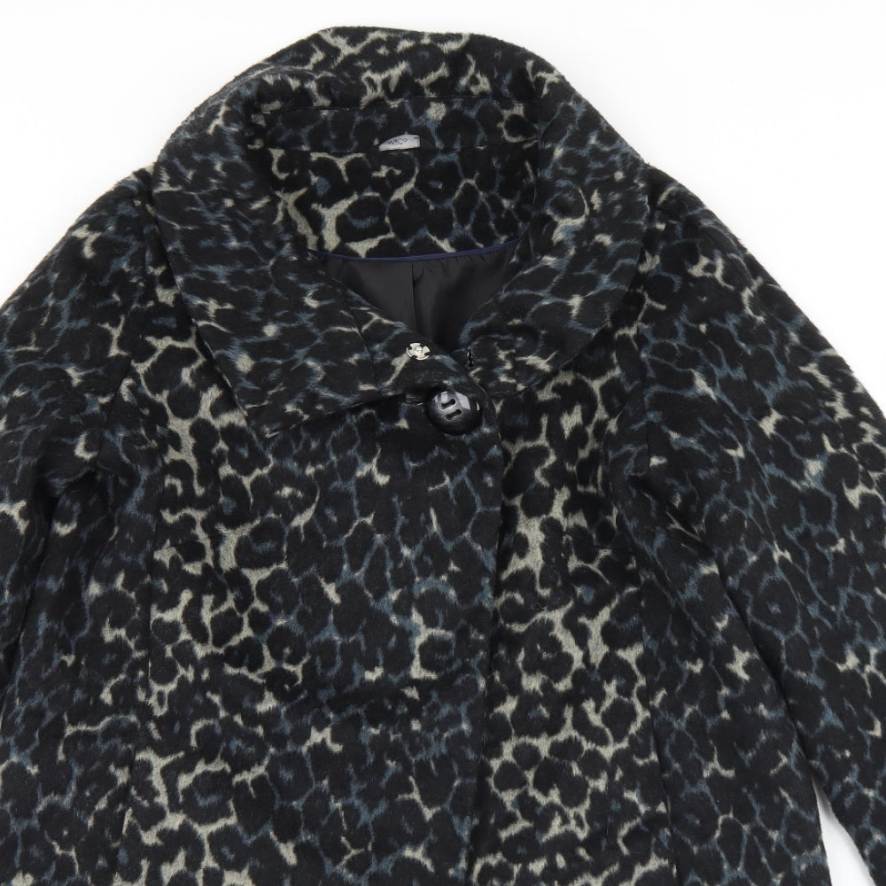 M&Co Womens Multicoloured Animal Print  Overcoat Coat Size 10  Snap