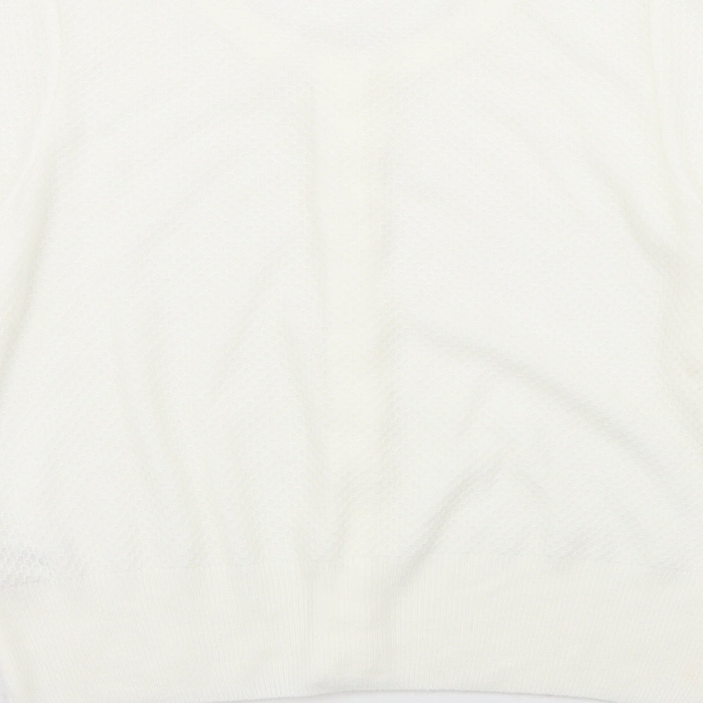TU Womens White Crew Neck  Acrylic Cardigan Jumper Size 10