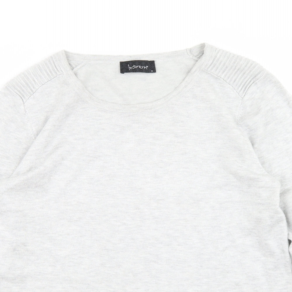 Tatown Womens Grey  Viscose Basic T-Shirt Size S Round Neck