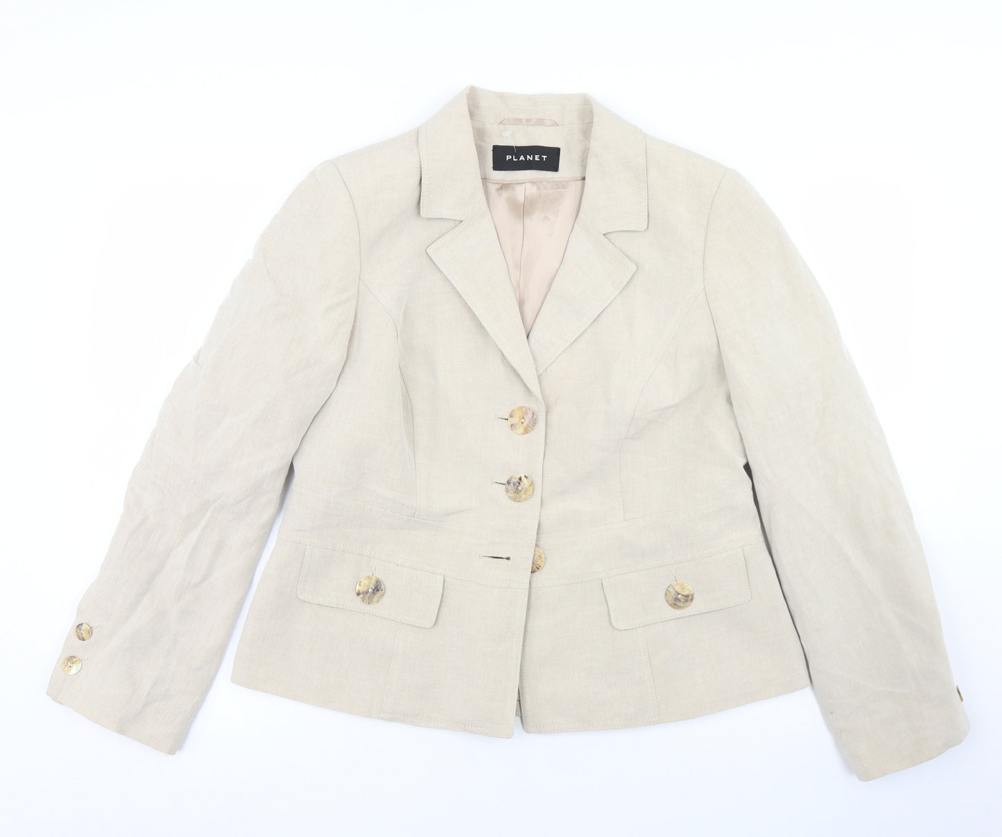 Planet Womens Beige  Linen Jacket Blazer Size 14