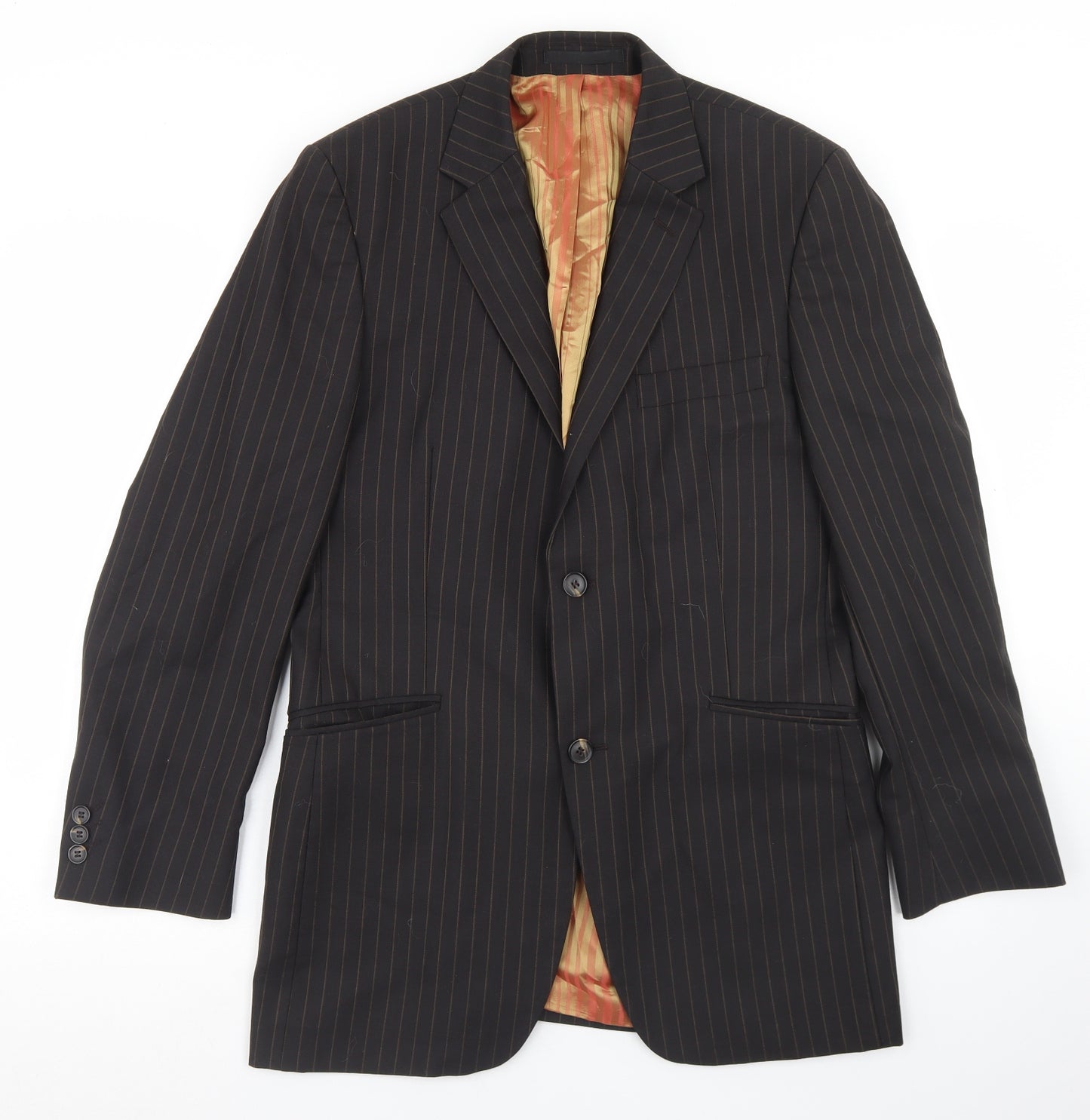 Jeff Banks Mens Black Striped Wool Jacket Blazer Size 38